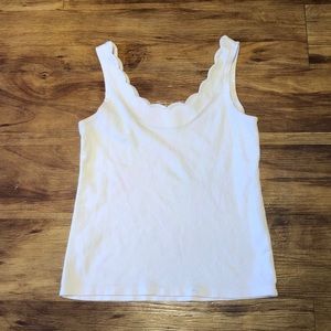 J. Crew White Scalloped Tank
